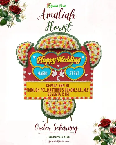 Karangan Papan Bunga Pernikahan di Kalisada